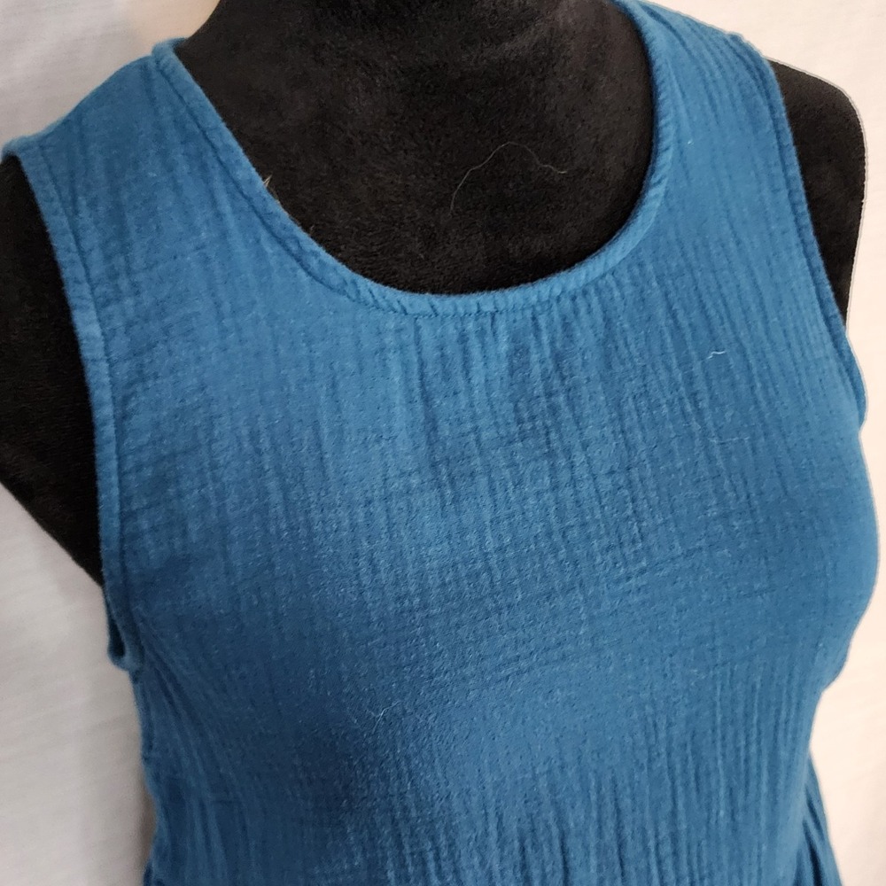 UNIVERSAL THREAD Size XS Teal Peacock Blue Gauze Cotton Tiered Summer Sundress - Picture 6 of 8